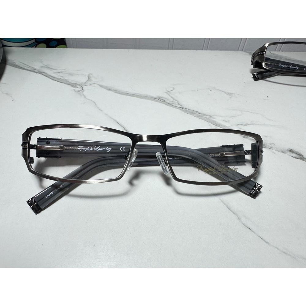 English Laundry Wilson Eyeglasses Gunmetal Rectangular Frames 53-17-140 Mens New